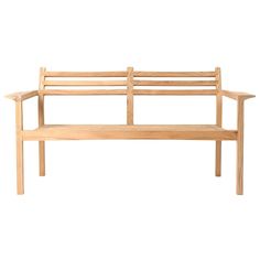 a wooden bench sitting on top of a white background