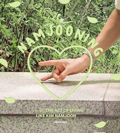 a person touching the edge of a stone wall with green leaves on it and text that reads moon's