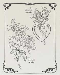 a card with flowers and hearts on it