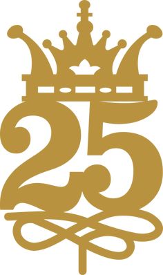 the number twenty five with a crown on top