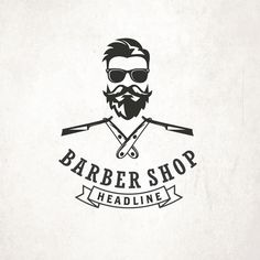 VINTAGE OR HIPSTER BARBER LOGO by Neatlines Barber Branding, Barber Shop Vintage, Barber Shop Logo, Barber Shop Quartet, Barber Logo, Barbershop Design, Barber Shop Decor, Hair Logo, Logo Luxury