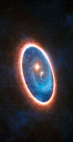 an artist's impression of a planetary object in the sky with blue and orange colors