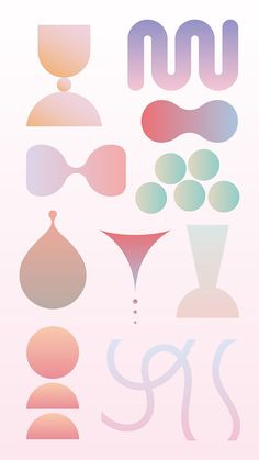 a poster with different shapes and colors