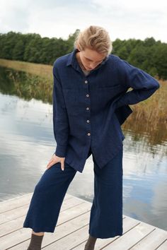 Vika Navy Blue Linen Wool Blend Shirt Wool Shirt Linen - Etsy Fish Fear Me, Oversized Linen Shirt, Drop Shoulder Shirt, Navy Blue Linen, White Linen Shirt, Shirt Linen, Relax Pants, Linen Shirts, Wool Shirt