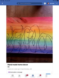 an instagram page with the word hand made home decor on it and two elephants drawn in rainbow colors