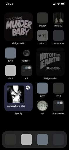 Dark Phone Theme Ideas, Dark Phone Layout, Halloween Phone Layout, Dark Homescreen Layout, Phone Theme Ideas Dark, Aesthetic Layout