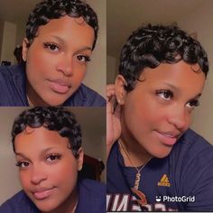 Pin Curls For Black Women Short Hair, Finger Waves Short Hair Black Women, Super Short Pixie For Black Women, Pin Curls For Black Women, Short Cuts For Black Women, Pixie Haircut Black Women, Beautiful Wedding Hairstyles, Short Hairstyles Ideas