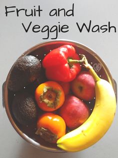 fruit and veggie wash in a metal bowl