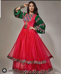 afghan kuchi traditional wedding drees is made of good quality long lasting fabric. Traditionally such Afghanistan Persian Pashtun new design frocks are used as bridal dress. Most of girls also like and recommend such dresses for wedding, Nikkah and Mehndi night events. The dress measurements are kept average. If you need this frock in exact measurements you need, then please send us measurements which best fit on your body Bohemian Georgette Dress For Navratri, Anarkali Maxi Dress For Traditional Ceremonies And Festivals, Anarkali Maxi Dress For Festivals, Semi-stitched Bohemian Dresses For Eid, Traditional Dabka Maxi Dress For Wedding, Traditional Floor-length Maxi Dress With Resham Embroidery, Traditional Red Gown With Mirror Work, Bohemian Floor-length Gown For Traditional Ceremonies, Bohemian Floor-length Traditional Wear In Georgette