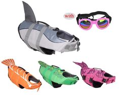 three different types of fish shaped goggles with sunglasses on the top and bottom side