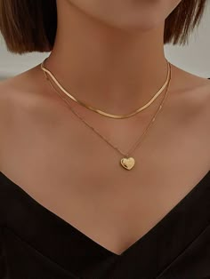 Jewelry Necklace Simple, Girly Accessories, Jewelry Essentials, Fancy Jewellery, Gold Necklace Layered