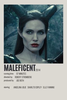 the poster for maleficent features an image of a woman with horns on her head