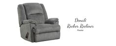 a recliner chair with the words dencil rocker recliners on it