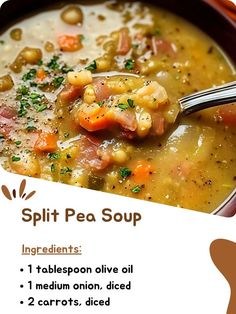 Brandon Florida, Split Peas, Soup Ingredients, Split Pea Soup, Pea Soup, Split Pea, Top Recipes, Cooking Art, 2 Cups