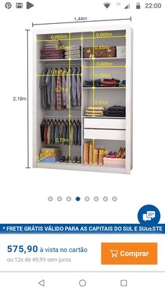 an image of a closet with clothes and shoes on the bottom shelf, labeled in spanish