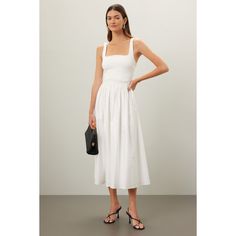 Off-white (67% Rayon, 26% Nylon, 7% Spandex). Casual dress. Sleeveless. Square neck. Side zipper closure. 48" from shoulder to hemline. Imported. White Sleeveless Dress With Straight Neckline For Summer, White Sleeveless Dress With Straight Neckline For Spring, White Sleeveless Square Neck Dress For Spring, White Square Neck Midi Dress For Workwear, Fitted White Sleeveless Dress For Daywear, White Fitted Sleeveless Dress For Daywear, White Square Neck Dress For Work, Elegant White Sleeveless Dress With Square Neck, White Sleeveless Sundress With Square Neck