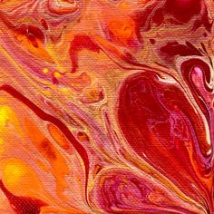 an abstract painting with red, orange and yellow colors