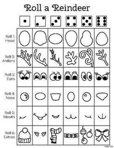 a printable roll and draw game with different faces