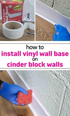 how to install vinyl wall base on cinder block walls