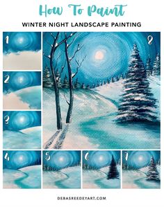 how to paint winter night landscape painting