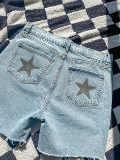 Custom Denim Shorts for Women Rhinestone Star Shorts Denim Shorts Country Concert Shorts Western Denim Shorts Cowgirl Shorts Rhinestones - Etsy Star Shorts Denim, Shorts With Words On Back, Custom Shorts Jeans, Custom Denim Shorts, Painted Denim Shorts, Cowgirl Shorts, Paint Shorts, Rhinestone Shorts, Senior Jeans