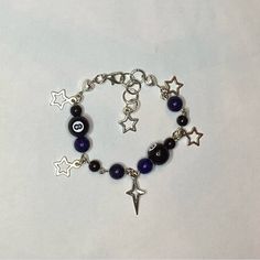 please handle with gentleness and care 🖤 - do not put in water - do not pull too hard - leave a review :) Blue Bracelet, Arm Band, Needlework, Fort, Jewelry Bracelets, Wish List, Beaded Bracelets, Navy Blue, Bracelet