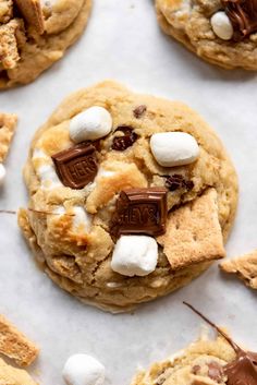 cookies with marshmallows and chocolate chips on top