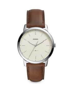 Fossil The Minimalist Watch, 44mm Brown Leather Strap Watch, Minimalist Men, Brown Leather Watch, Minimalist Watch, Light Brown Leather, The Minimalist, Brown Leather Strap, Final Touch, Dark Brown Leather