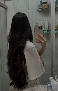 Haircare Vision Board, Long Brunette Hair Aesthetic, Hair Claims, Dark Brown Long Hair, Haircare Tips, Long Shiny Hair, Butterfly Cut, Hair Stylist Life, Hair Maintenance