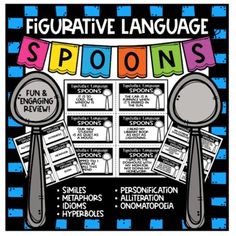 a poster with words and pictures on it that say,'iguative language spoons