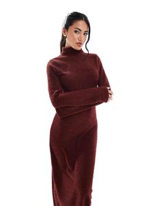 Dresses by ASOS DESIGN Let's hear it for the dress Plain design Roll-neck Long sleeves Regular fit Non-stretch Winter Maxi Dress, Maroon Maternity Sweater Dress, Elegant Long Sleeve Non-stretch Sweater Dress, Casual Non-stretch Long-sleeved Sweater Dress, Non-stretch Long Sleeve Sweater Dress, Dress Rental, Dress Bra, Leggings Sale, Plus Size Skirts