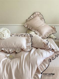 Silky Ruffle Bedding Set / Ivory White | Best Stylish Bedding | Ever Lasting Ruffled Bedding, Room Additions, Summer Inspo