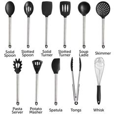 kitchen utensils are labeled in the following words