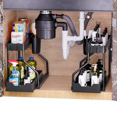 PRICES MAY VARY. ✅ The L-shaped under sink organizer is designed with a narrow top and wide bottom, which can leave space for the pipes under the sink and make full use of the space under the sink. The bottom drawer can slide out and make it easier to take the items hiding in the back, without rummaging. ✅ Size:15.6”L x 8.7”W x 13.6”H (39.5 x 22 x 34.5 cm) ; the bottom drawer can hold the MAX height is 11 inch. Over 1.8 inches height edge prevents items from falling. Each rack comes with 4 remov Kitchen Under Sink Organization, Under Sink Drawer, Pull Out Cabinet Drawers, Organiser Cucina, Under Sink Organizer, Bilik Air, Under Sink Cabinet, Hiasan Bilik Tidur, Sink Shelf