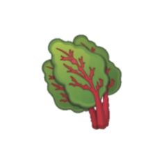 a green tree with red leaves on it's branches is shown in this image