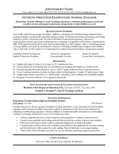 a professional resume for an elementary school teacher