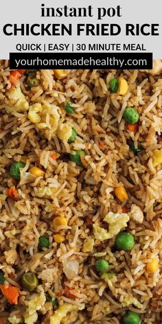 instant pot chicken fried rice is an easy and healthy meal that's ready in under 30 minutes