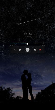 two people are kissing under the night sky