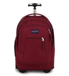 For a life on-the-move, the JanSport Driver 8 rolling backpack converts from backpack to roller with tuck-away shoulder straps. The rolling backpack features a padded 15 inch laptop sleeve, side water bottle pocket and front organizer pocket. Backpack Jansport, Rolling Backpack, Backpack With Wheels, Pretty Bags, Jansport Backpack, Laptop Sleeve, Laptop Sleeves, In Time, Shoulder Straps