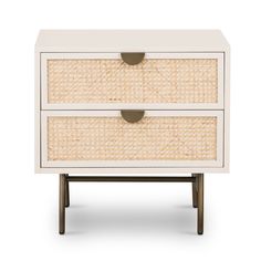 an image of a nightstand with two drawers on it's sides and one drawer open