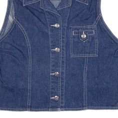 Item is in good used condition. >Size: M >Armpit To Armpit: 19" >Armpit To Cuff: N/A" >Collar To Hem: 20" Y2k Denim Blue Denim Top, Y2k Style Denim Top, Blue Denim Vest In Y2k Style, Blue Denim Y2k Vest, Y2k Blue Denim Vest, Denim Gilet, Wholesale Shoes, Beauty Bag, Cardigan Coat