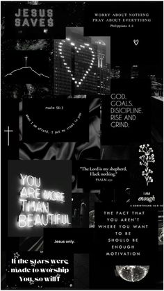 black and white collage with text that reads, you are more beautiful than jesus