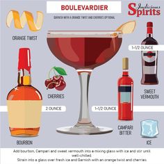 Whiskey Boulevardier Cocktail Recipe Illustrated by Judicious Spirits, a liquor store located in Mountain Home, Arkansas Boulevardier Cocktail Recipe, Boulevardier Cocktail, French Cocktails, New Drink, Boulevardier, Around The World Food, Orange Twist, French Magazine