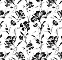 a black and white floral pattern on a wallpaper with watercolng effect in the form of flowers