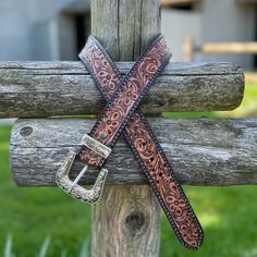 #ad Premium Genuine Leather Belt - Western Style, Floral Hand Tooled with Removable Buckle, Womens Accessories Custom Leather Belts, Stile Boho Chic, Cowgirl Belts, Tooled Leather Belts, Handcrafted Accessories, Western Belts, Western Leather, Functional Accessories, Genuine Leather Belt