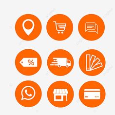 an orange circle with different icons on it, icon, button, round png and psd