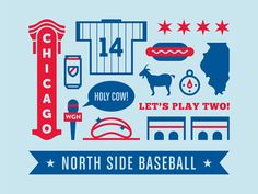 the north side baseball team's logo is shown in red, white and blue