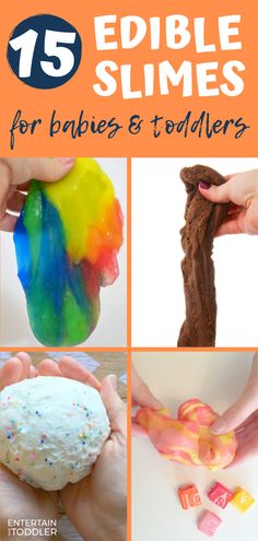 edible slimes for babies and toddlers to make with their hands, including marshmallows