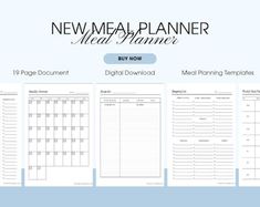 the new meal planner is shown in three different sizes and colors, including one for each month