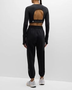 adidas by Stella McCartney TrueStrength Yoga Crop Top | Neiman Marcus Stella Mccartney Sneakers, Yoga Crop Tops, Yoga Top, Adidas By Stella Mccartney, Savile Row, Stella Mccartney Adidas, Yoga Tops, Signature Style, Logo Print